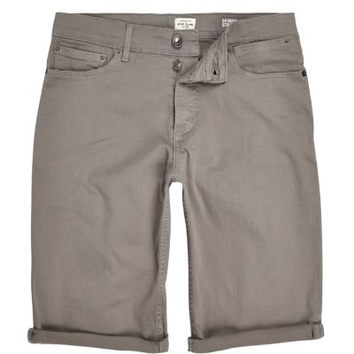 Grey skinny fit denim shorts